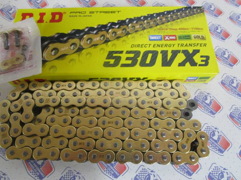 アクセサリー ODJ CHIEN 66 DID 530 VX3 GOLD X Ring Chain. 130 Link. - 130 Pins includes Soft