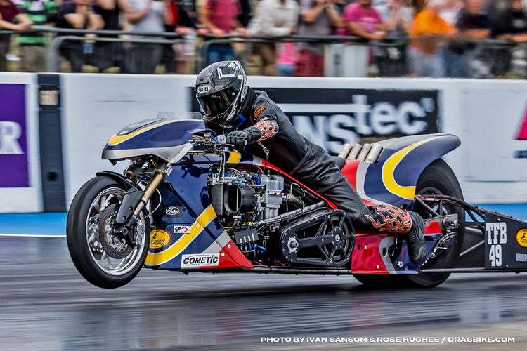 Santa Pod Euro Finals. Neil Midgely - Top Fuel Bike.