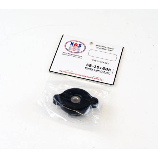 K&S Grip Style High Pressure Racing Radiator Cap - Black- 23psi