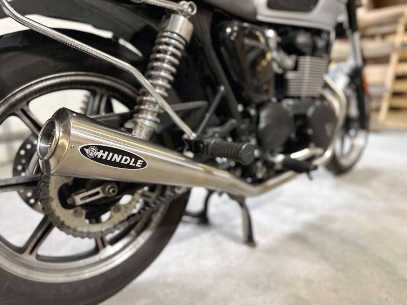 Hindle Vintage Exhaust Triumph Bonneville / T100 / Thruxton 2009-15 865CC Models - 2-1 Headers, Link Pipe & Slash Cut Megaphone