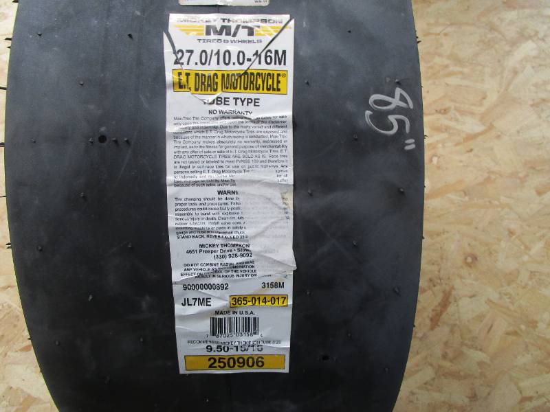 MT 3158M 27 x 10 x 16 Rear Slick - 10 inch slick 16inch Diameter Prostock Motorcycle