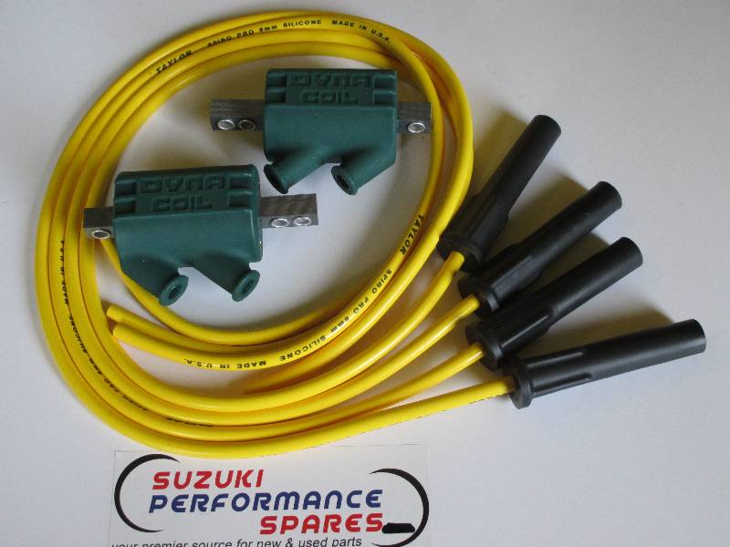 Kawasaki ZRX1200 Dyna Coils and yelLow Taylor Ignition Leads - 3 ohm Coils & yelLow long cap Leads