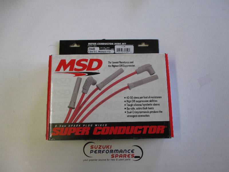 MSD 8.5mm Pro Plug Wires - Red 4 Cylinder lead Set. 31449
