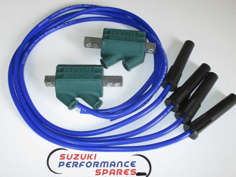 Suzuki GSX1100 F PowerScreen Dyna Coils & BlueTaylors  - 3 ohm Coils & long cap Leads