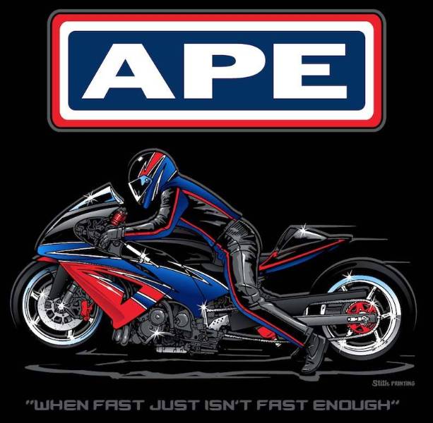 APE Drag Race T Shirt - APE Race Shirt Black large