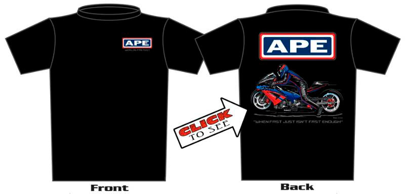APE Drag Race T Shirt - APE Race Shirt Black X large