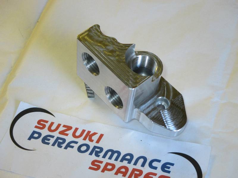 Suzuki GS750 Oil Cooler Adaptor. - Billet cooler takeOff.
