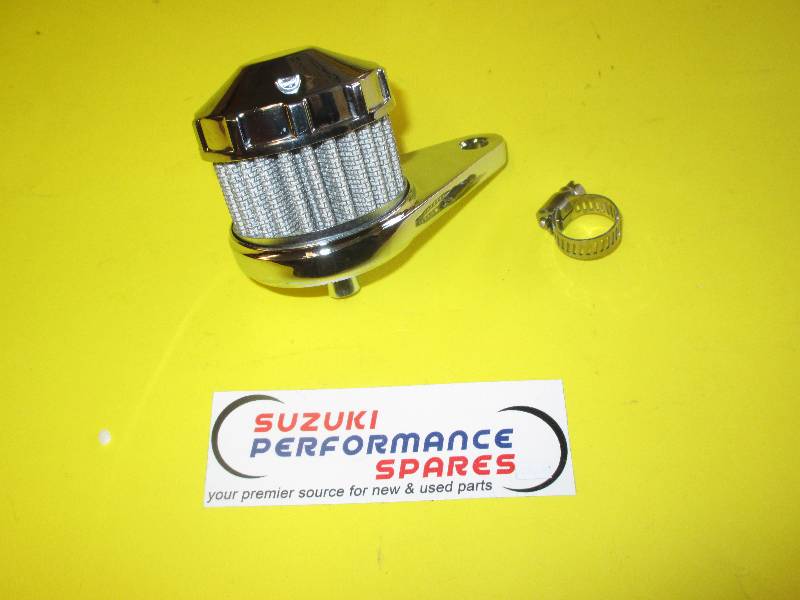 SPS CrankCase Breather Filter - Chrome Filter with bracket