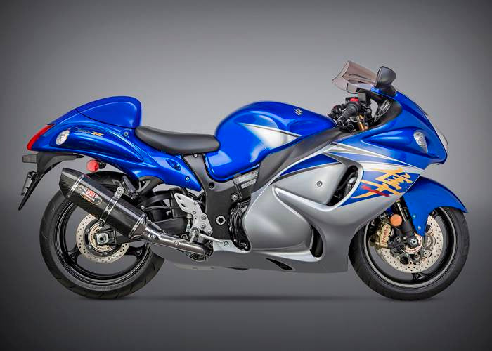 Suzuki GSX1300R Hayabusa (08-) Yoshimura Carbon R-77 Slip-Ons (Pair) Carbon End Cap Race (Removable Baffle) - Suzuki GSX1300R Hayabusa (08-)
