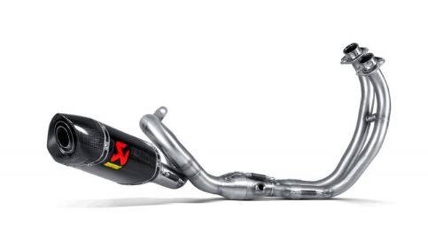 Yamaha Tracer 700 (2016-) Akrapovic Complete 2-1 Race System - Hexagonal Carbon Silencer (Race) With Removable Baffle