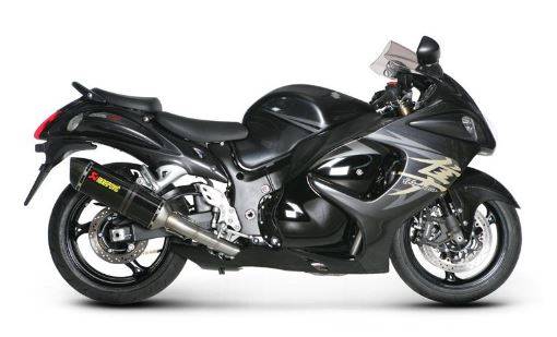 Suzuki GSX-R 1300 Hayabusa (08-) Akrapovic Complete Stainless 4-2-1 Conical System - Hexagonal Carbon Silencer (Race) With Removable Baffle - Suzuki GSX-R 1300 Hayabusa (08-)