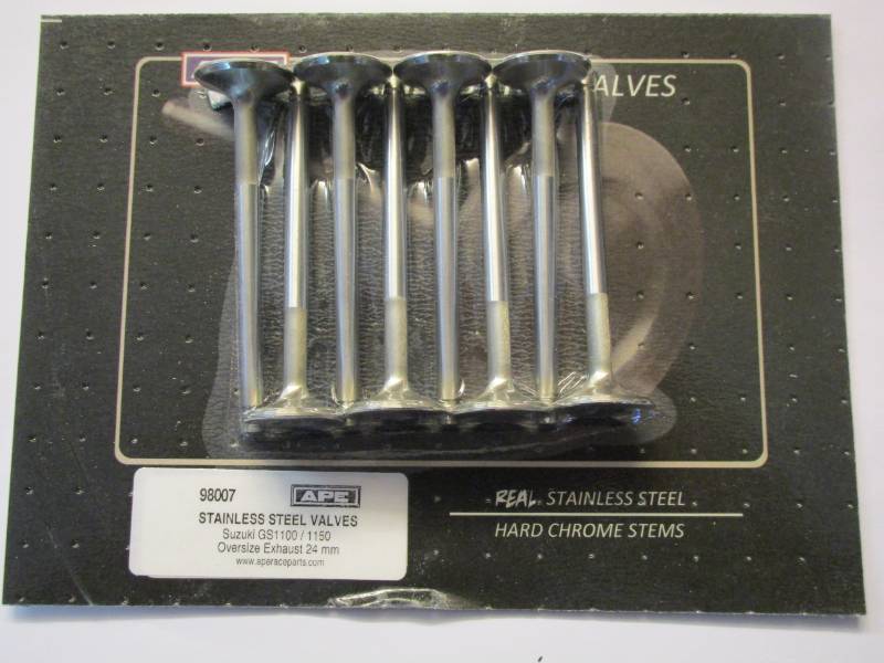 GSX1100 80-85 APE stainless Valves - Oversize 24.0 mm Exhaust Valves. Set 8