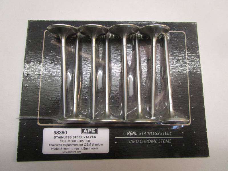 Suzuki GSXR1000 K1-8 Stainless Valves - APE Stainless Valves, Set 16 1mm Oversize