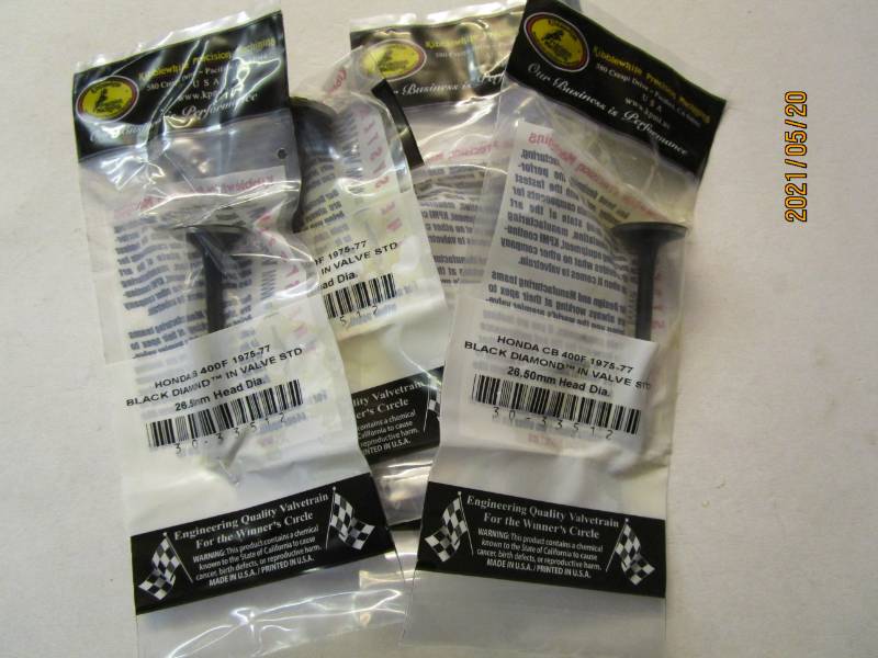 Honda CB400 Four Stainless Inlet Valves - Kibblewhite Black Diamond Inlet Valves Set 4.