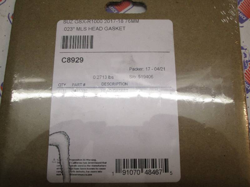GSXR1000 L7 onward Cometic Head Gasket - 76mm 23 thou MLS C8929