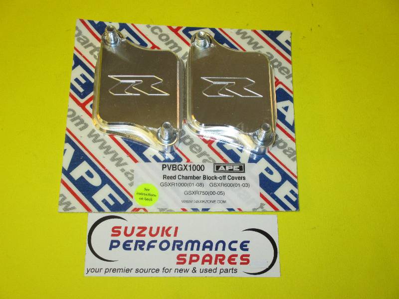 GSXR1000 Pair Valve Block Off Plates. APE Reed chamber Covers PVBGX1000