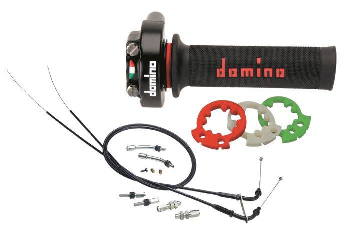 Domino XM2 Quick Action Throttle & Cable Kit - Triumph Models - With Black/Red Grips