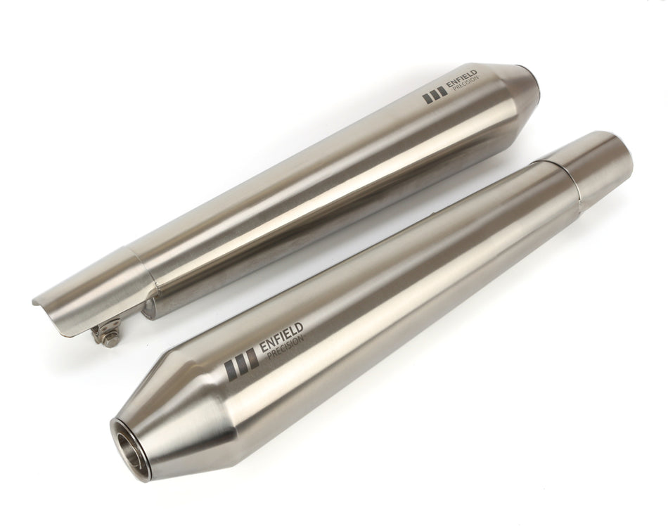 Royal Enfield 650 Interceptor / 650 Continental GT ENFIELD PRECISION Silencers - Brushed Stainless Finish (Pair)