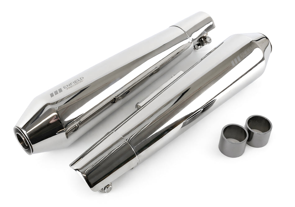 Royal Enfield 650 Interceptor / 650 Continental GT ENFIELD PRECISION 'SHORTY' Silencers - Polished Stainless Finish (Pair)
