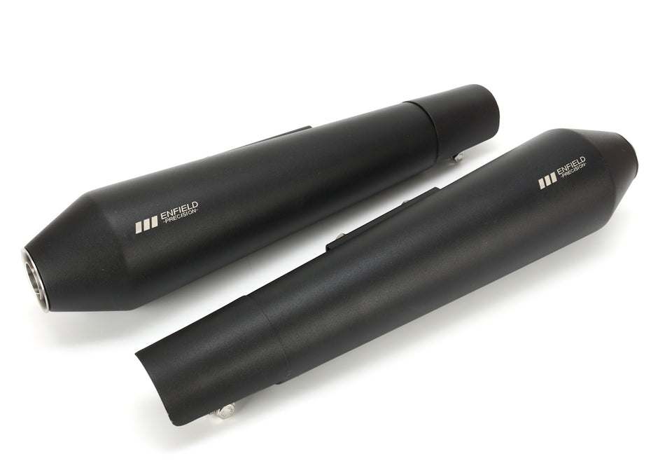 Royal Enfield 650 Interceptor / 650 Continental GT ENFIELD PRECISION 'SHORTY' Silencers - Black Satin Finish (Pair)