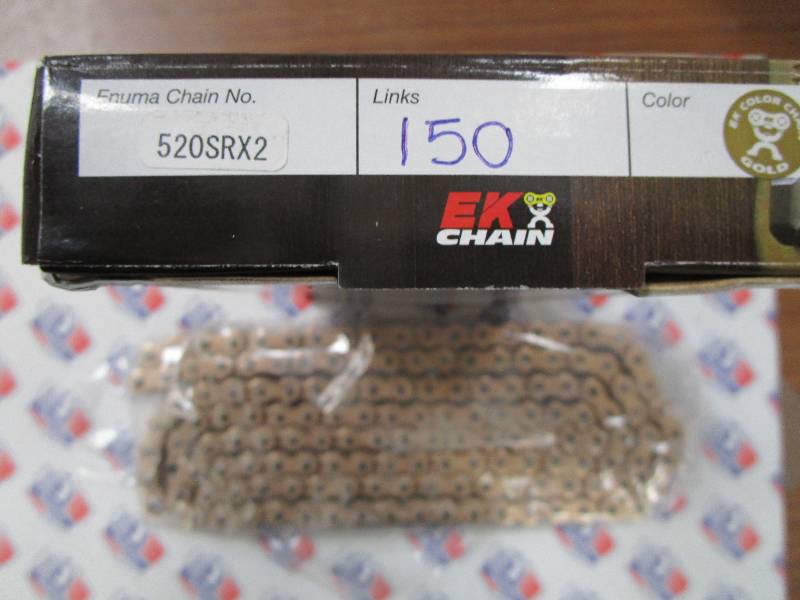 EK120 SRX2 Gold Chain. 150 Links. - Ideal for Long Arms ! with X Ring Longevity.