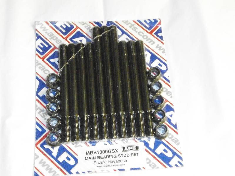 Suzuki GSX1300 Hayabusa main bearing Studs/Nuts - APE Heavy Duty CrankCase Studs