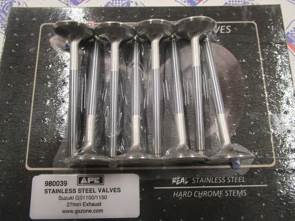 GSX1100 80-85 APE Stainless Valves - Oversize 27 mm Exhaust Valves. Set 8 ,