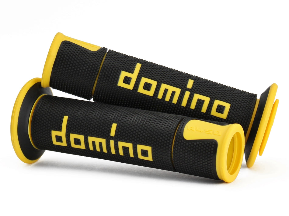 Domino A450 Medium Soft Road & Race Grips In BLACK/YELLOW