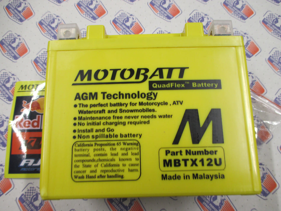 GSF1200 Bandit 12aH Battery - Maintainance Free Hi Power AGM Battery MBTX12U